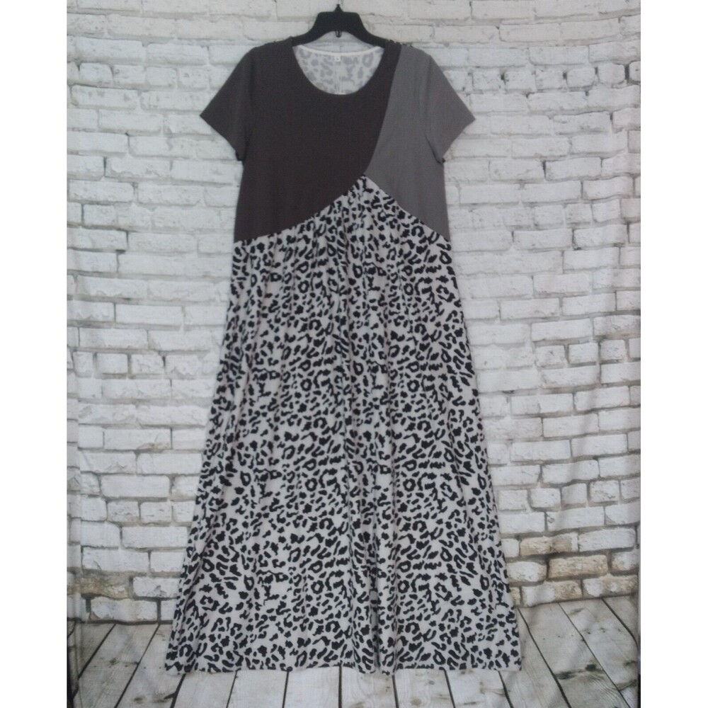 Unbranded Womens Maxi Dress Medium Short Sleeve Colorblock Animal Print